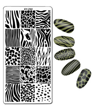Най-новите 32 дизайна 1 бр. Плоча за щамповане на нокти Красота на ноктите 3D Направи си сам шаблон Правоъгълен шаблон Маникюр Плоча за нокти