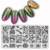 Visas lapas Meža raksts Dzīvnieku koki Nail Art Zīmoga veidnes attēla plāksne 6*12CM