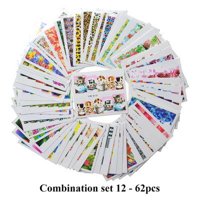 Χονδρική σετ αυτοκόλλητων νυχιών Χαλκομανίες νερού Κοσμήματα λουλουδιών Κολιέ Peacock Owl Slider Nails Love Σετ μανικιούρ