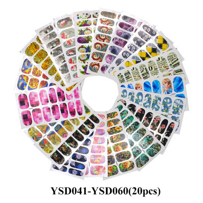 Χονδρική σετ αυτοκόλλητων νυχιών Χαλκομανίες νερού Κοσμήματα λουλουδιών Κολιέ Peacock Owl Slider Nails Love Σετ μανικιούρ