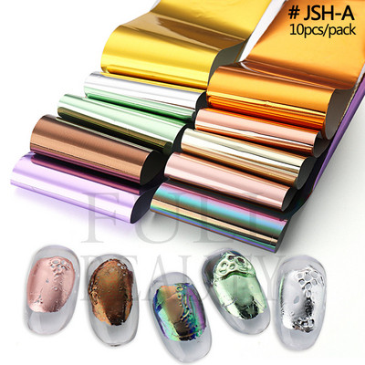 10 tk Chrome Holograafilised Naelad Fooliumid Kleebised Metallist Peegel Laser Disain Transfer Liugurid Maniküür Tähistaevas Paberkleebised #DXH04
