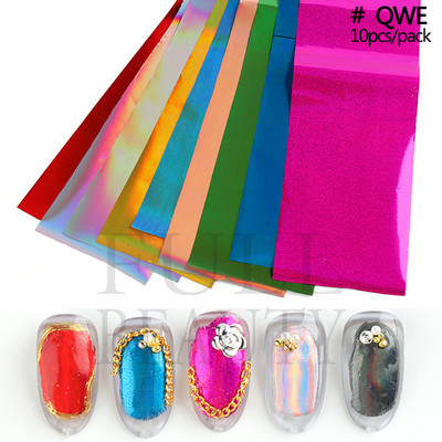 10 tk Chrome Holograafilised Naelad Fooliumid Kleebised Metallist Peegel Laser Disain Transfer Liugurid Maniküür Tähistaevas Paberkleebised #DXH04