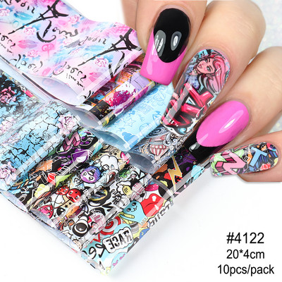 10 tk Chrome Holograafilised Naelad Fooliumid Kleebised Metallist Peegel Laser Disain Transfer Liugurid Maniküür Tähistaevas Paberkleebised #DXH04