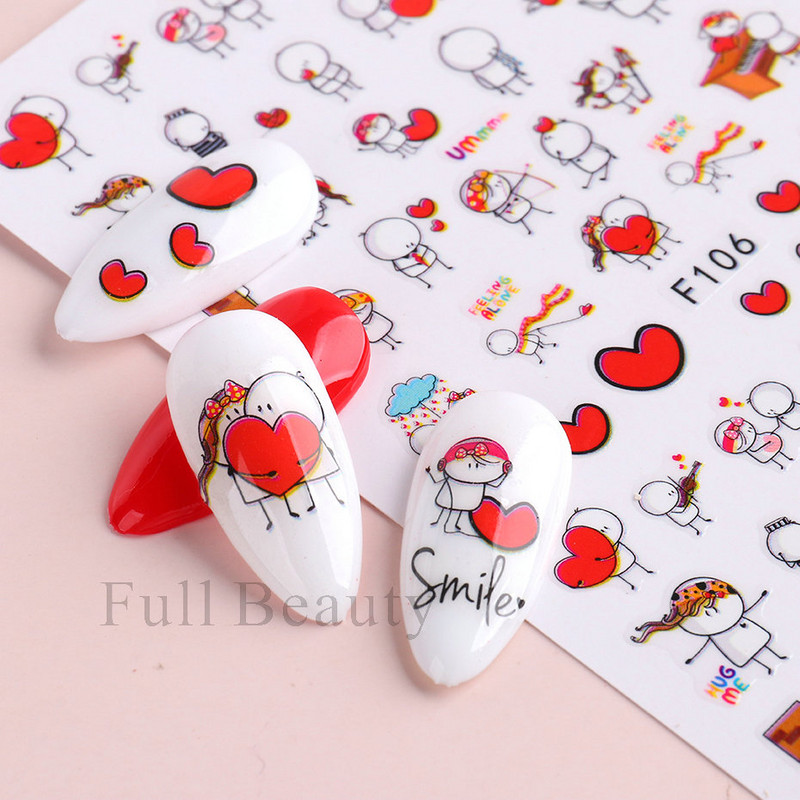 3D Love Nail Art naljepnice Englesko slovo Heart Design Slatki crtani ljepljivi klizači Dodaci za Valentinovo LAF636