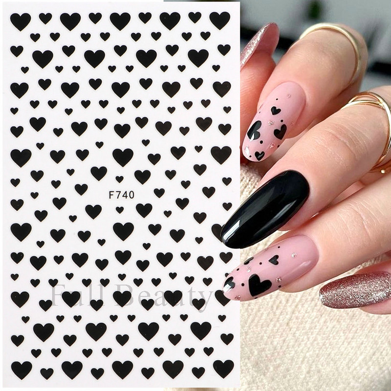 3D Love Nail Art naljepnice Englesko slovo Heart Design Slatki crtani ljepljivi klizači Dodaci za Valentinovo LAF636