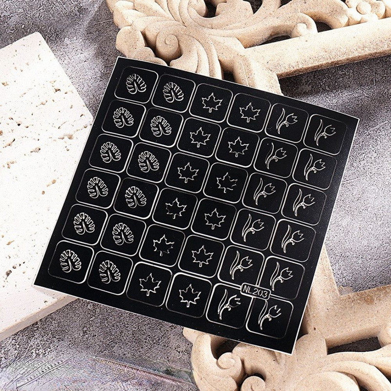 Νέο κούφιο πρότυπο ζωγραφικής με σπρέι με αυτοκόλλητο νυχιών με αποκοπή αστέρι πεταλούδα παπιγιόν με αυτοκόλλητα με κόλλα πλάτης συρόμενο καλούπι στένσιλ