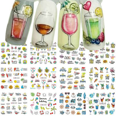 12 tk geomeetrilised küünte liugurid vesikleebiste komplekt loomad hirved akvarell tint DIY maniküüri disain küünekleebised foolium CHBN1129-1140