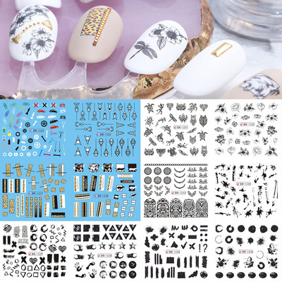 12 tk geomeetrilised küünte liugurid vesikleebiste komplekt loomad hirved akvarell tint DIY maniküüri disain küünekleebised foolium CHBN1129-1140