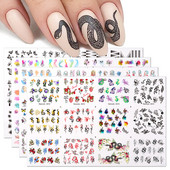 Harunouta 12 τμχ Αυτοκόλλητα για νύχια με μαύρο φίδι Wave Line Transfer Sliders Διακόσμηση Αφηρημένη εικόνα Σχέδια Νυχιών Σχέδια Νυχιών Χαλκομανίες νερού