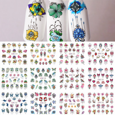 Harunouta 12 τμχ Αυτοκόλλητα για νύχια με μαύρο φίδι Wave Line Transfer Sliders Διακόσμηση Αφηρημένη εικόνα Σχέδια Νυχιών Σχέδια Νυχιών Χαλκομανίες νερού