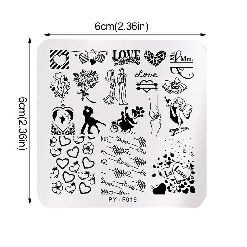 Stantsiplaat Erinevad stiilid Šabloon küünte kunsti kleebised Disain armas lilleline küünekunsti komplekt roostevabast terasest ületrükiga küünte