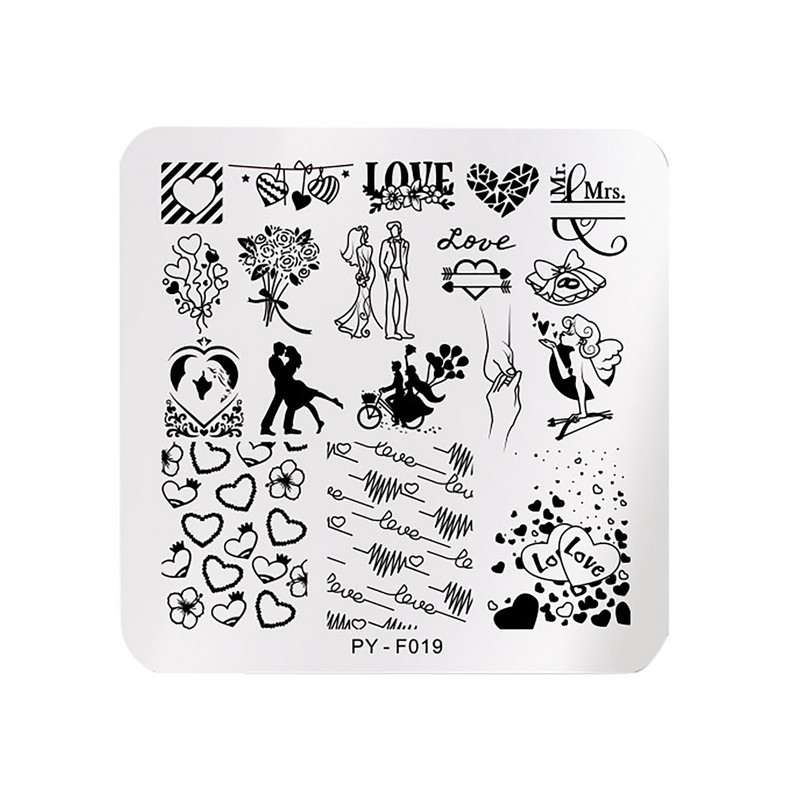 Stantsiplaat Erinevad stiilid Šabloon küünte kunsti kleebised Disain armas lilleline küünekunsti komplekt roostevabast terasest ületrükiga küünte