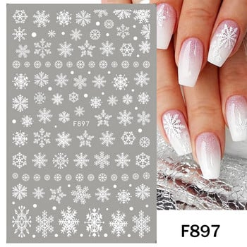 Snowflake Nail Art Decoration Winter Xmas Design 3D Бял снежен стикер Самозалепващ се плъзгач за Нова година Ваденки за маникюр CHF897