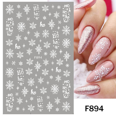 Snježna pahuljica Nail Art Dekoracija Zimski božićni dizajn 3D bijela snježna naljepnica Samoljepljivi klizač za novogodišnju manikuru Naljepnice 897 CHF