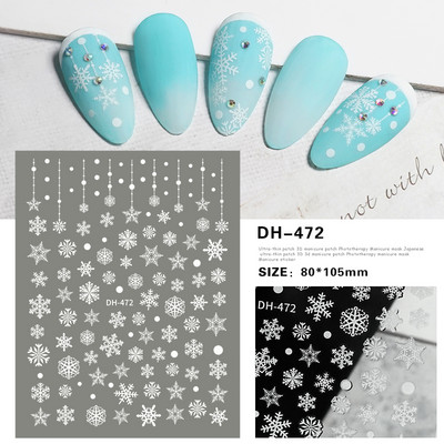 Snježna pahuljica Nail Art Dekoracija Zimski božićni dizajn 3D bijela snježna naljepnica Samoljepljivi klizač za novogodišnju manikuru Naljepnice 897 CHF