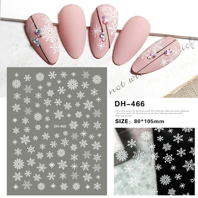 Snježna pahuljica Nail Art Dekoracija Zimski božićni dizajn 3D bijela snježna naljepnica Samoljepljivi klizač za novogodišnju manikuru Naljepnice 897 CHF