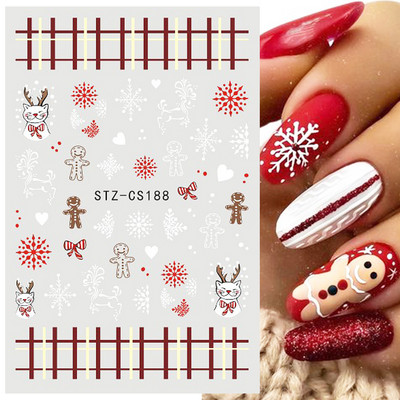 Snježna pahuljica Nail Art Dekoracija Zimski božićni dizajn 3D bijela snježna naljepnica Samoljepljivi klizač za novogodišnju manikuru Naljepnice 897 CHF
