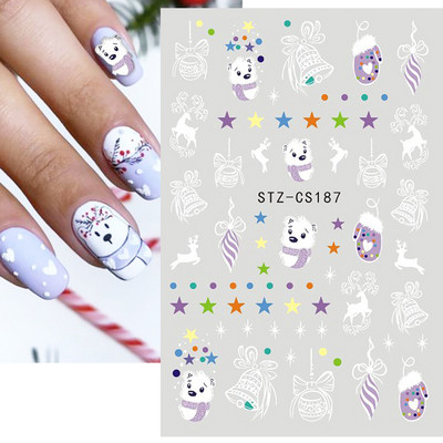 Snježna pahuljica Nail Art Dekoracija Zimski božićni dizajn 3D bijela snježna naljepnica Samoljepljivi klizač za novogodišnju manikuru Naljepnice 897 CHF