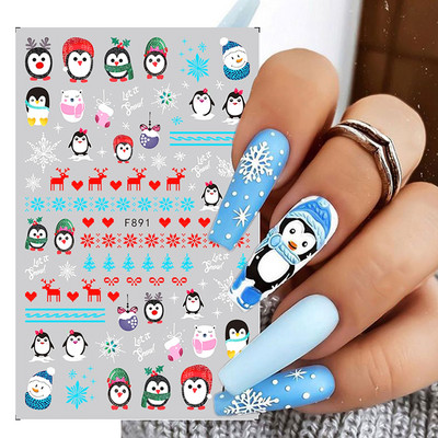 Snježna pahuljica Nail Art Dekoracija Zimski božićni dizajn 3D bijela snježna naljepnica Samoljepljivi klizač za novogodišnju manikuru Naljepnice 897 CHF