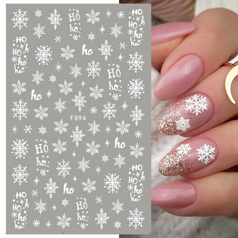 Snježna pahuljica Nail Art Dekoracija Zimski božićni dizajn 3D bijela snježna naljepnica Samoljepljivi klizač za novogodišnju manikuru Naljepnice 897 CHF