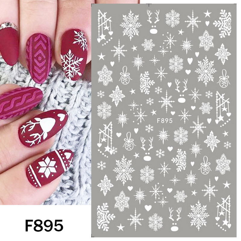Snježna pahuljica Nail Art Dekoracija Zimski božićni dizajn 3D bijela snježna naljepnica Samoljepljivi klizač za novogodišnju manikuru Naljepnice 897 CHF