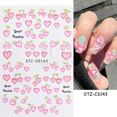 Ροζ λουλούδι αυτοκόλλητα νυχιών σχέδιο τουλίπας Ιαπωνικό μανικιούρ ρετρό χρυσό συρόμενο πλαίσιο για νύχια Αξεσουάρ Kawaii Charms GLYB002