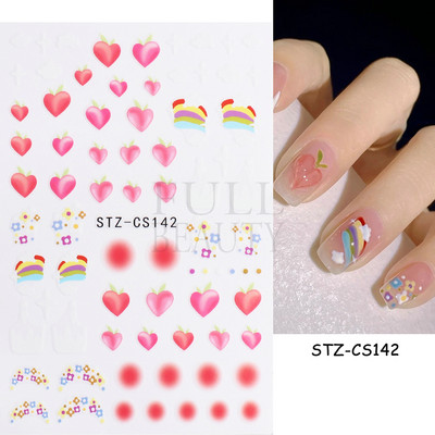 Ροζ λουλούδι αυτοκόλλητα νυχιών σχέδιο τουλίπας Ιαπωνικό μανικιούρ ρετρό χρυσό συρόμενο πλαίσιο για νύχια Αξεσουάρ Kawaii Charms GLYB002