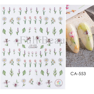 Ροζ λουλούδι αυτοκόλλητα νυχιών σχέδιο τουλίπας Ιαπωνικό μανικιούρ ρετρό χρυσό συρόμενο πλαίσιο για νύχια Αξεσουάρ Kawaii Charms GLYB002