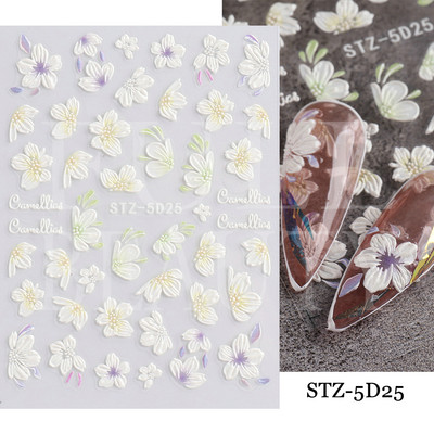 Ροζ λουλούδι αυτοκόλλητα νυχιών σχέδιο τουλίπας Ιαπωνικό μανικιούρ ρετρό χρυσό συρόμενο πλαίσιο για νύχια Αξεσουάρ Kawaii Charms GLYB002