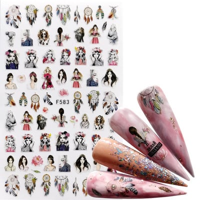 1 tk koomiline kleepuv 3D küünekleebiste fooliumkleebised küüntele kleebised koomiksite küünte kaunistuste kujunduse tööriist