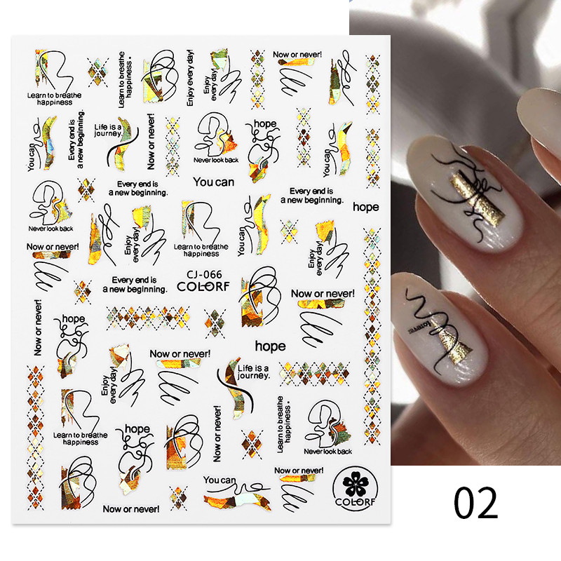 Abstraktsed geomeetria kleebised küüntele 3D laser hõbedane kuldne must lehed südamejoon liimitud liugurid dekoori holograafiline kleebis