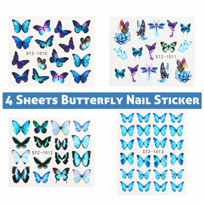 Αυτοκόλλητα με 4 φύλλα πεταλούδα Αυτοκόλλητα νυχιών λουλουδιών για μεταφορά νερού αυτοκόλλητα νυχιών Αυτοκόλλητα για καλοκαιρινά σχέδια για αυτοκόλλητα νυχιών
