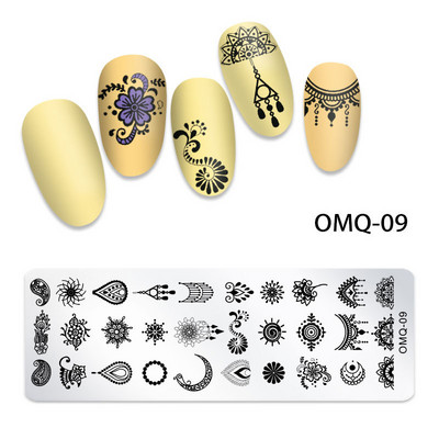 Nagu apzīmogošanas plāksnes Ziedu ģeometrija Dreamcatcher Butterfly Theme Nail Art Plate Dzīvnieku marmora nagu dizaina trafareti instrumenti 12*6cm