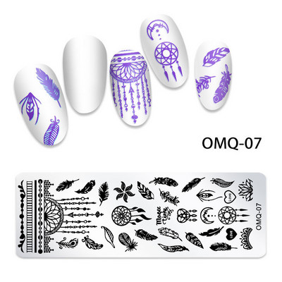 Nagu apzīmogošanas plāksnes Ziedu ģeometrija Dreamcatcher Butterfly Theme Nail Art Plate Dzīvnieku marmora nagu dizaina trafareti instrumenti 12*6cm