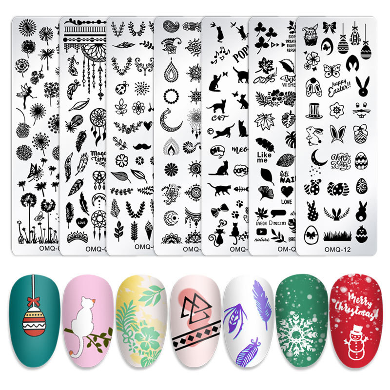 Nagų štampavimo plokštelės Gėlių geometrija Dreamcatcher Butterfly Theme Nail Art Plokštelė gyvūnų marmuro nagų dizaino trafaretiniai įrankiai 12*6cm