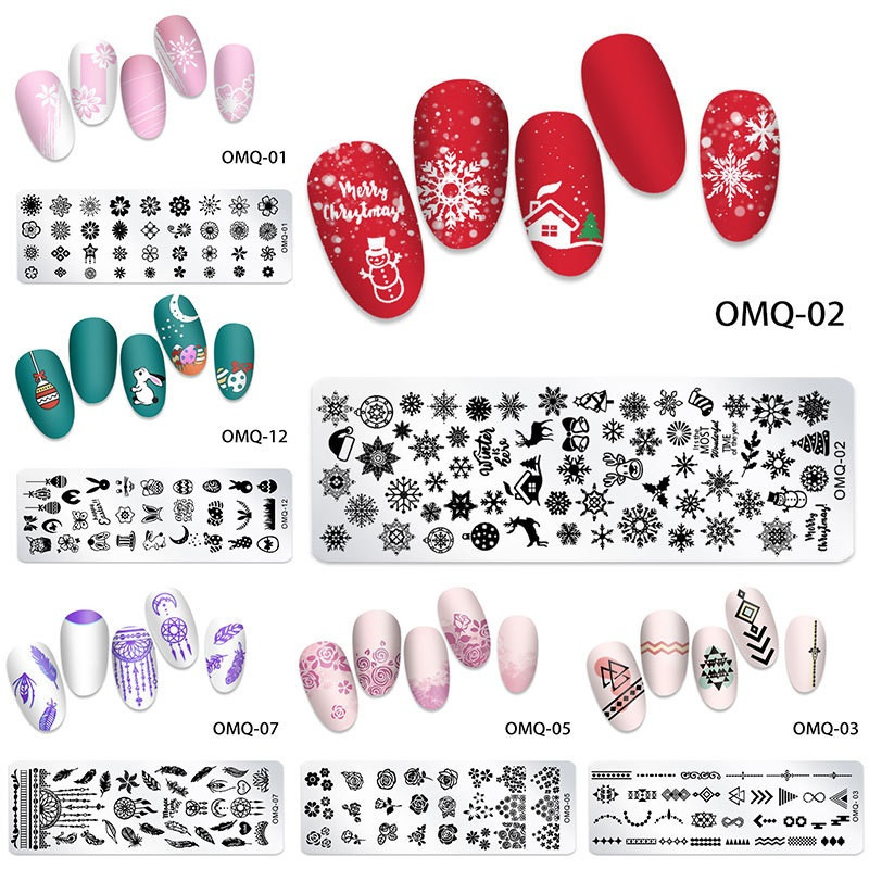 Nagų štampavimo plokštelės Gėlių geometrija Dreamcatcher Butterfly Theme Nail Art Plokštelė gyvūnų marmuro nagų dizaino trafaretiniai įrankiai 12*6cm