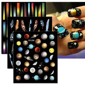 3D fluoreszkáló hullámvonal körömmatricák toll tűzijáték bolygó örvény szalag csík köröm matricák körömdíszítés