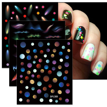 3D флуоресцентна вълнова линия Стикери за нокти Feather Fireworks Planet Swirl Ribbon Stripe Nail Decals Nail Art Decoration