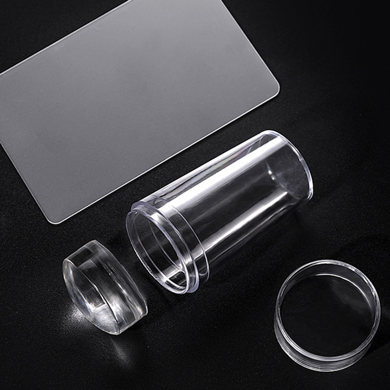 Predlošci za ukrašavanje noktiju Prozirni žele Silikonski štambilj Strugač za pločice za utiskivanje noktiju s poklopcem Prozirni štambilj za nokte