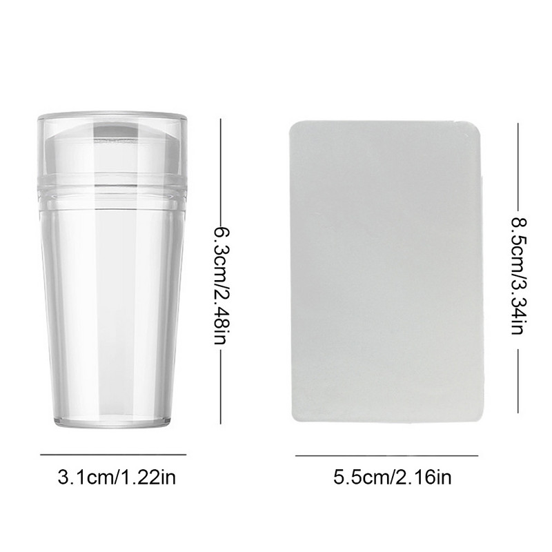 Predlošci za ukrašavanje noktiju Prozirni žele Silikonski štambilj Strugač za pločice za utiskivanje noktiju s poklopcem Prozirni štambilj za nokte