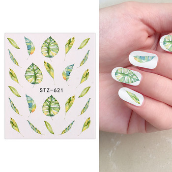 1/4 τεμ. Romantic Flower Leaf Series Water Transfer Slider Decals Spring Nail Art Decoration Design Tattoo for Manicure Foil Tips