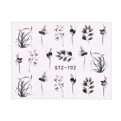 1/4 gab Romantic Flower Leaf Series Water Transfer Slider Decals Spring Nail Art Decoration Design Tetovējums manikīra folijas uzgaļiem