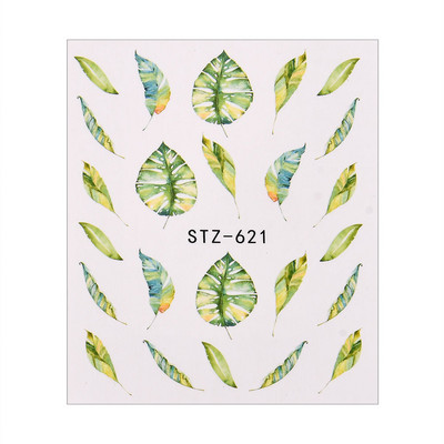 1/4 gab Romantic Flower Leaf Series Water Transfer Slider Decals Spring Nail Art Decoration Design Tetovējums manikīra folijas uzgaļiem