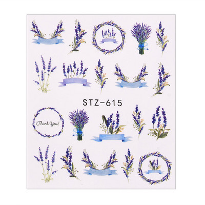 1/4 gab Romantic Flower Leaf Series Water Transfer Slider Decals Spring Nail Art Decoration Design Tetovējums manikīra folijas uzgaļiem