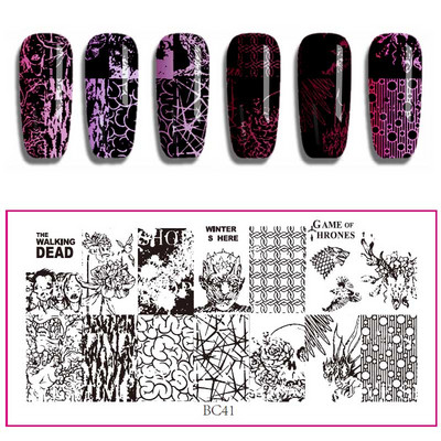 Ștampilarea unghiilor 12*6cm farfurii Seria Floră și Faună Umană Design DIY Șablon de imagine pentru ștampila pentru arta unghiilor