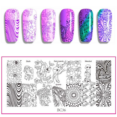 Ștampilarea unghiilor 12*6cm farfurii Seria Floră și Faună Umană Design DIY Șablon de imagine pentru ștampila pentru arta unghiilor