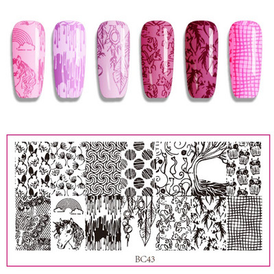 Ștampilarea unghiilor 12*6cm farfurii Seria Floră și Faună Umană Design DIY Șablon de imagine pentru ștampila pentru arta unghiilor