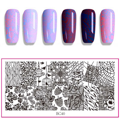 Ștampilarea unghiilor 12*6cm farfurii Seria Floră și Faună Umană Design DIY Șablon de imagine pentru ștampila pentru arta unghiilor