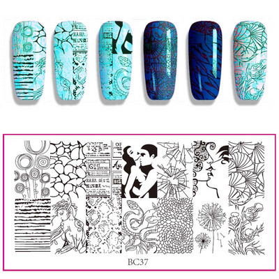 Ștampilarea unghiilor 12*6cm farfurii Seria Floră și Faună Umană Design DIY Șablon de imagine pentru ștampila pentru arta unghiilor