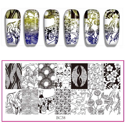 Ștampilarea unghiilor 12*6cm farfurii Seria Floră și Faună Umană Design DIY Șablon de imagine pentru ștampila pentru arta unghiilor